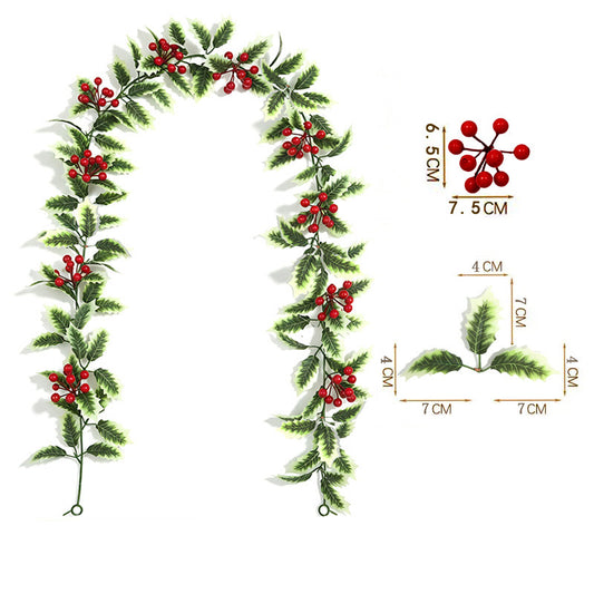 Artificial Red Berry and Green Leaf Christmas Wreath/Garland ¨C Festive Home, Party, and Fireplace Decoration