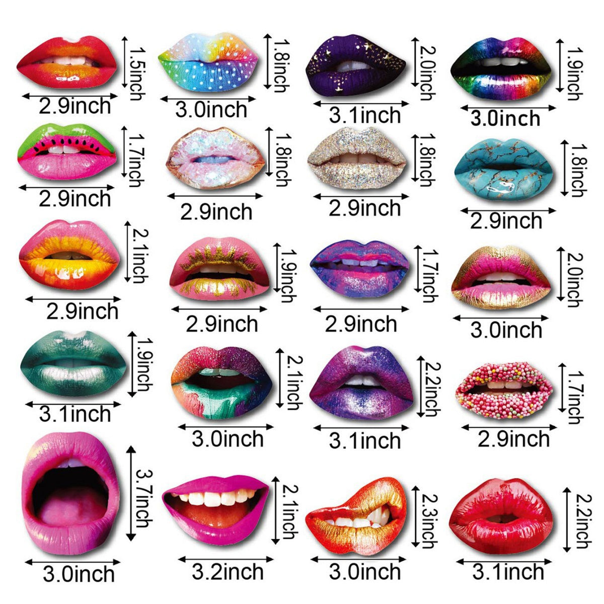 20-Piece Lip-Themed Photo Prop Set: Colorful, Quirky Designs for "Single Queen" Parties and Fun Selfies