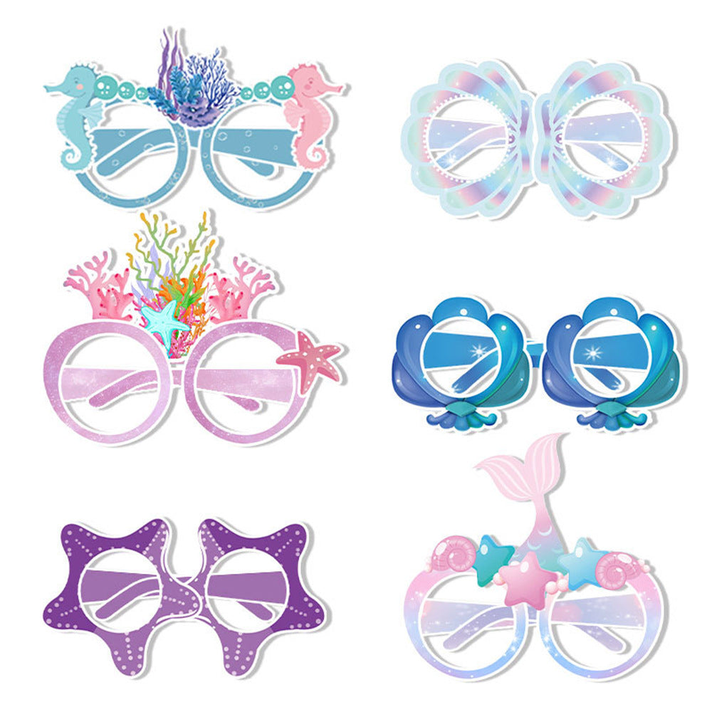 Mermaid-Themed Paper Glasses ¨C Summer Party Decorations & Photo Props for Kids