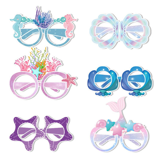 Mermaid-Themed Paper Glasses ¨C Summer Party Decorations & Photo Props for Kids