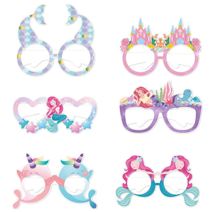 Mermaid-Themed Paper Glasses ¨C Summer Party Decorations & Photo Props for Kids