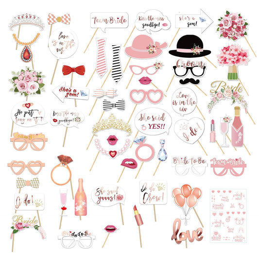 Rose Gold Team Bride Photo Props for Bride-to-Be's Bachelorette Party