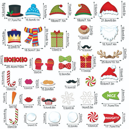 36-Piece Christmas-Themed Paper Photo Booth Prop Set ¨C Includes Santa Claus, Snowballs, and More (Handheld)