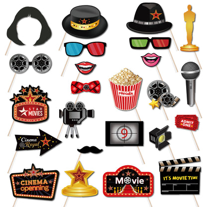 Movie Theater/Red Carpet Birthday Party Decorations ¨C 24-Piece Oscar-Themed Photo Booth Prop Set