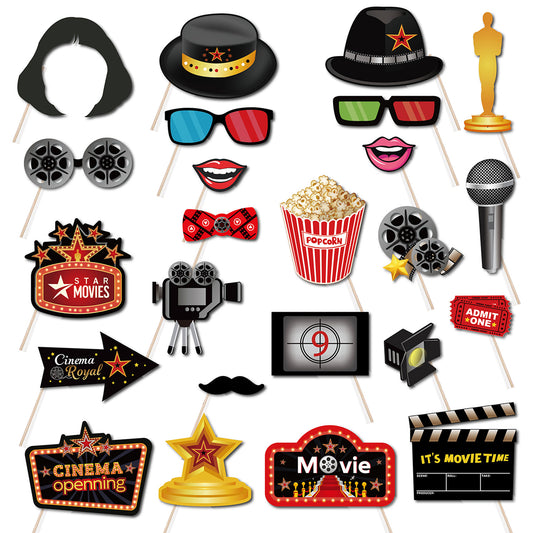 Movie Theater/Red Carpet Birthday Party Decorations ¨C 24-Piece Oscar-Themed Photo Booth Prop Set