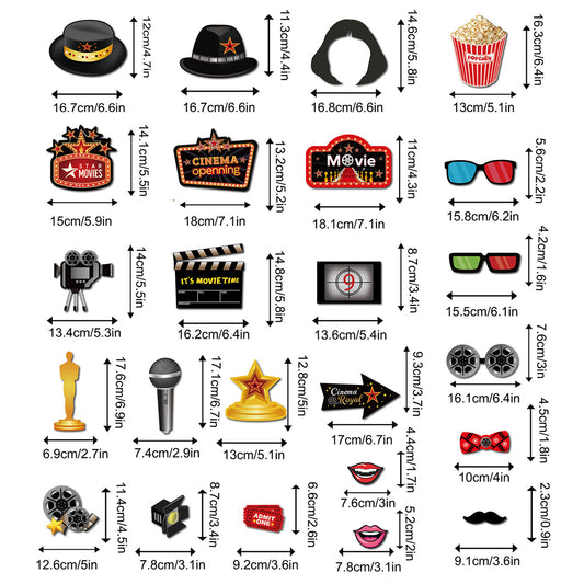 Movie Theater/Red Carpet Birthday Party Decorations ¨C 24-Piece Oscar-Themed Photo Booth Prop Set
