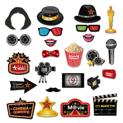 Movie Theater/Red Carpet Birthday Party Decorations ¨C 24-Piece Oscar-Themed Photo Booth Prop Set