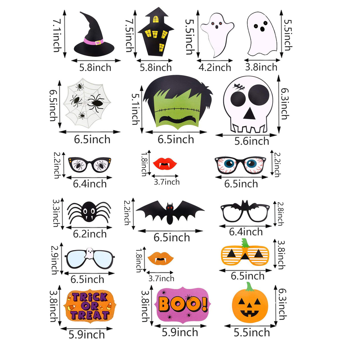 Halloween 22-Piece Photo Prop Set (Pumpkins, Ghosts, Haunted Houses, Bats)