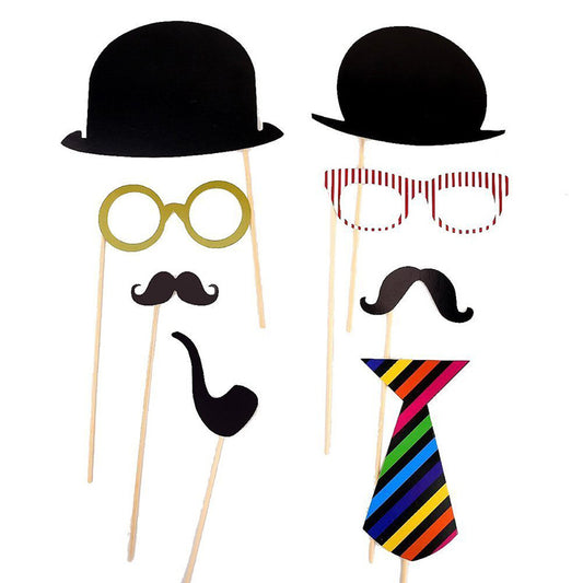 58-Piece Creative Wedding Photo Prop Set ¨C Fun Mustaches & Novelty Selfie Accessories