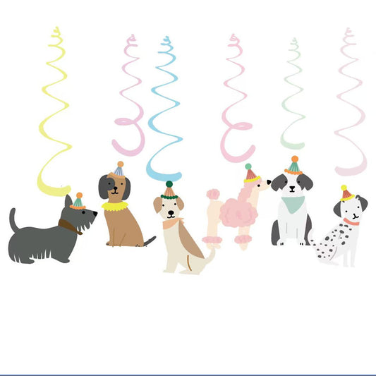 Dog Birthday Party Decorations: Macaron-Colored Spiral Hanging Swirls ¨C Pet-Themed Cartoon Dog Decor