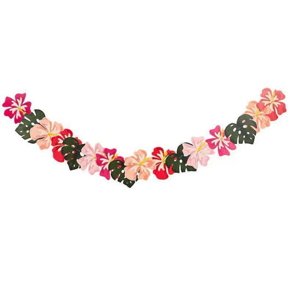 Hawaiian-Themed Double-Sided Monstera and Palm Leaf Bunting ¨C Mexican Fiesta Party Decoration Banner