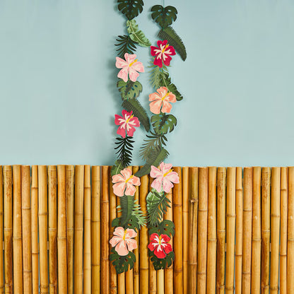 Hawaiian-Themed Double-Sided Monstera and Palm Leaf Bunting ¨C Mexican Fiesta Party Decoration Banner
