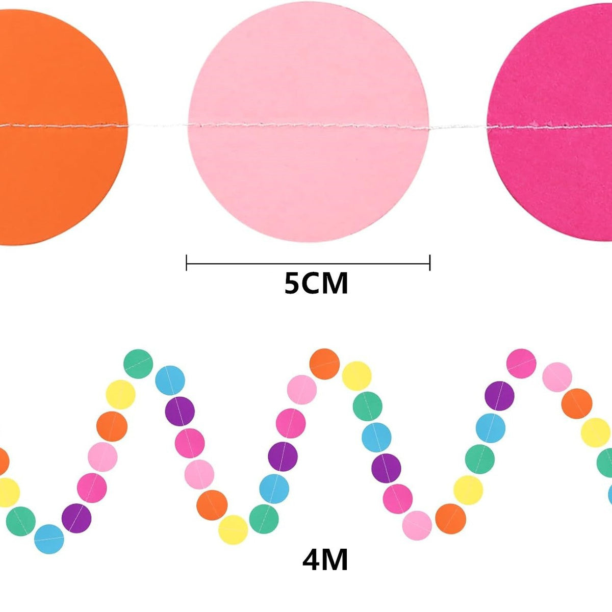 Circus-themed colorful paper circle garland (red and blue) ¨C hanging decoration for birthday party backdrops