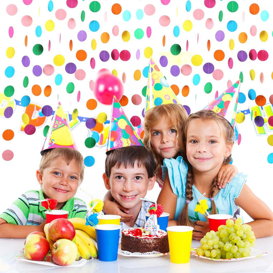 Circus-themed colorful paper circle garland (red and blue) ¨C hanging decoration for birthday party backdrops