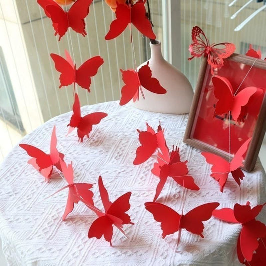 3D Butterfly Festive Decor ¨C Suitable for Living Rooms, Wedding Rooms, and Children's Day; Features Butterfly Garlands and Curtain Decorations
