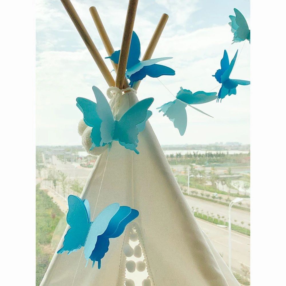 3D Butterfly Festive Decor ¨C Suitable for Living Rooms, Wedding Rooms, and Children's Day; Features Butterfly Garlands and Curtain Decorations
