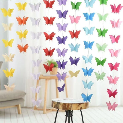 3D Butterfly Festive Decor ¨C Suitable for Living Rooms, Wedding Rooms, and Children's Day; Features Butterfly Garlands and Curtain Decorations