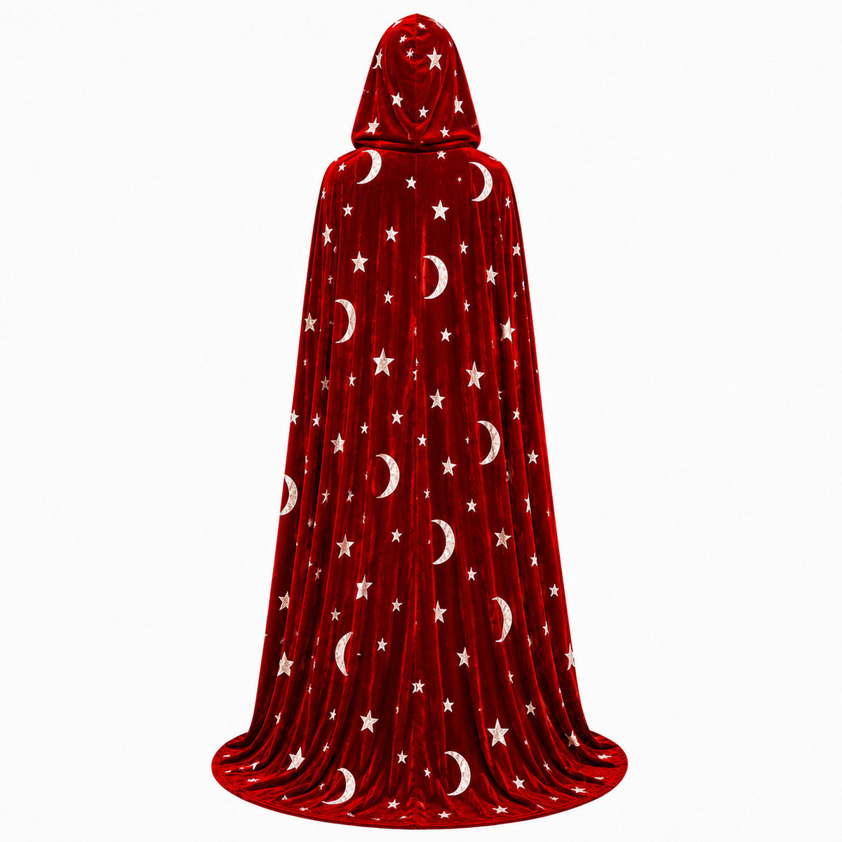 Star and Moon Print Gold Velvet Hooded Cape ¨C Matching Parent-Child Wizard/Magician Cloak for Halloween Cosplay