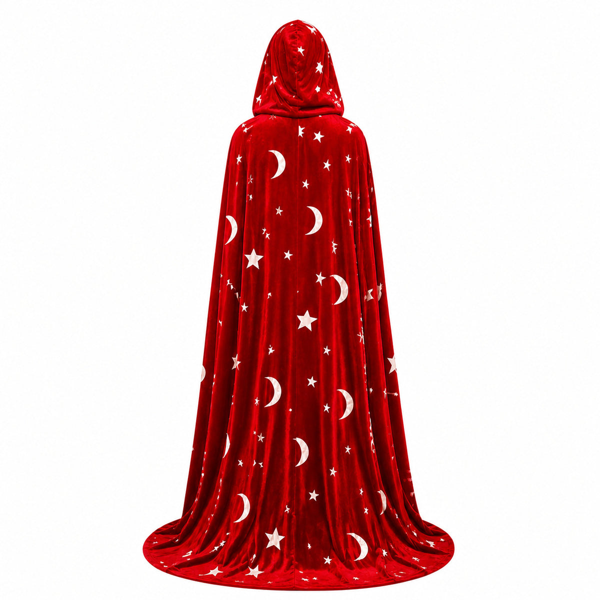 Star and Moon Print Gold Velvet Hooded Cape ¨C Matching Parent-Child Wizard/Magician Cloak for Halloween Cosplay