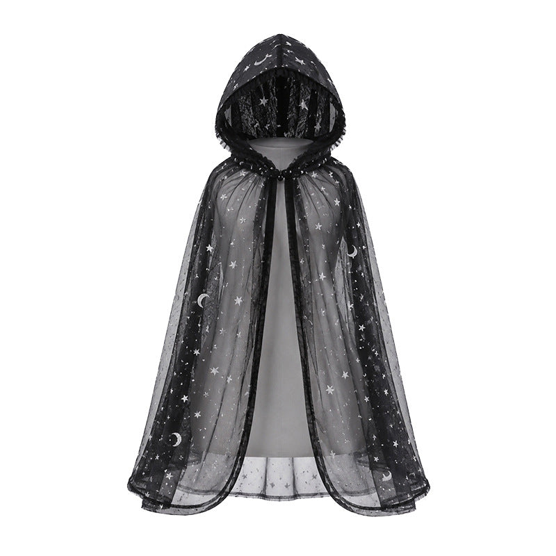 Matching Star-and-Moon Print Mesh Cape for Humans and Pets ¨C Halloween Costume