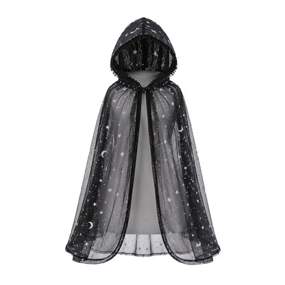 Matching Star-and-Moon Print Mesh Cape for Humans and Pets ¨C Halloween Costume