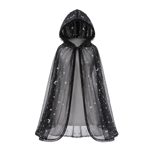 Matching Star-and-Moon Print Mesh Cape for Humans and Pets ¨C Halloween Costume