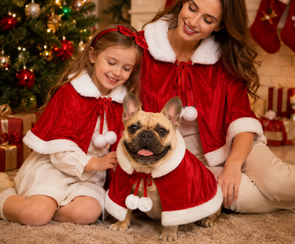 Adult Christmas Shawl/Performance Cape; Santa Claus Cape; Christmas Cape for Children, Pets, and Cats; Christmas Outfit (Human & Pet)