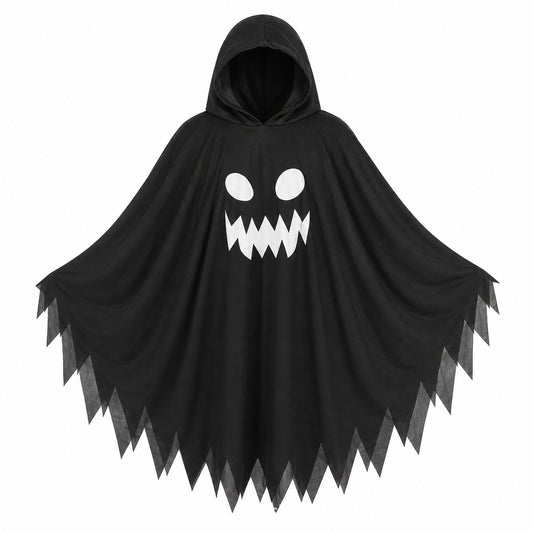 Halloween Glow-in-the-Dark Ghost-Face Cape for Kids, Adults, and Pets ¨C Cosplay Party Costume Cloak