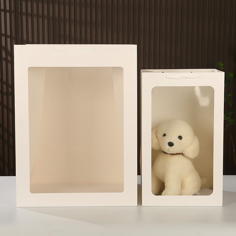 Extra-Large Windowed Gift Bag ¨C Transparent Horizontal Bag for Plush Toys / Vertical Window Bag for Valentine's Day Flowers