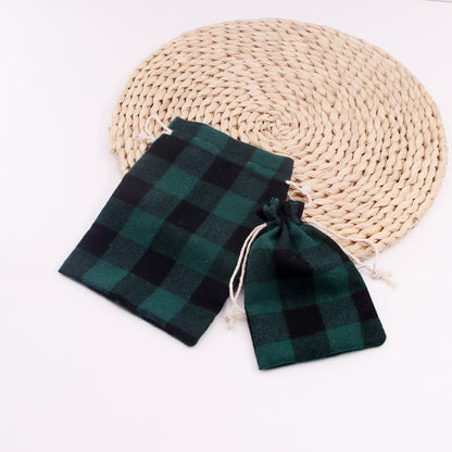 Red Plaid Cotton Drawstring Gift Bag ¨C Christmas Candy & Christmas Eve Treat Bag