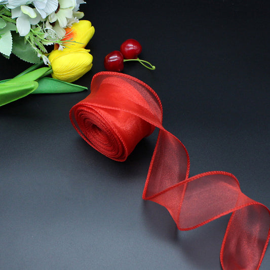 Triple-strand sheer ribbon for floral packaging, gifts, apparel, and hair accessories (bows/decorations)
