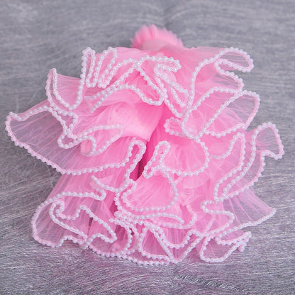 Wavy-edge mesh floral packaging material; pearl-accented wavy mesh for flower wrapping; florist supplies; Qixi Festival bouquet wrapping paper