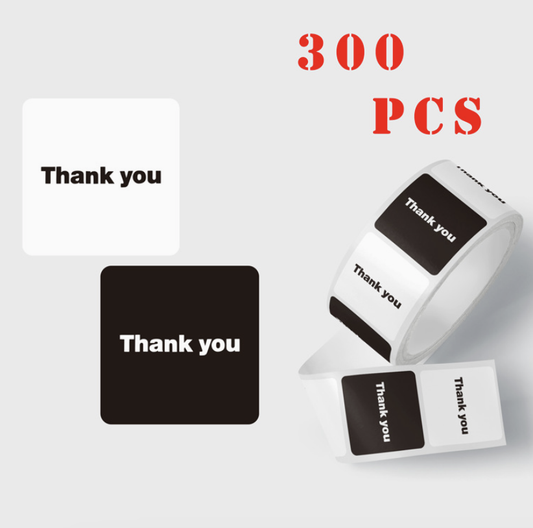 Thank You Sticker English Black and White Square Mailer Box Sealing Sticker Decorative Sealing Adhesive Label