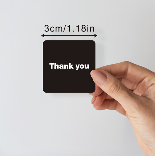 Thank You Sticker English Black and White Square Mailer Box Sealing Sticker Decorative Sealing Adhesive Label