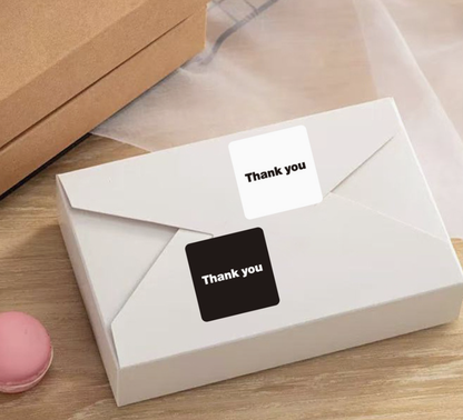 Thank You Sticker English Black and White Square Mailer Box Sealing Sticker Decorative Sealing Adhesive Label