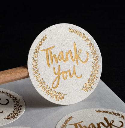 Thank You In-Stock Specialty Sticker Adhesive Logo Label Embossed Debossed Hot Stamping Sealing Sticker