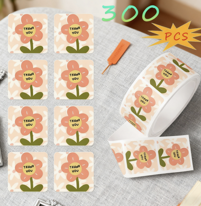 Thank You Sticker Square Sealing Sticker 300 Sheets Adhesive Label Sealing Sticker