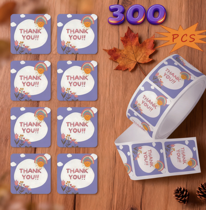 Thank You Sticker Square Sealing Sticker 300 Sheets Adhesive Label Sealing Sticker