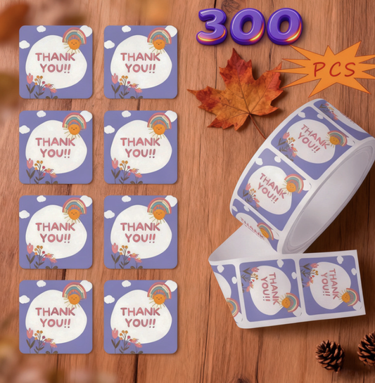 Thank You Sticker Square Sealing Sticker 300 Sheets Adhesive Label Sealing Sticker