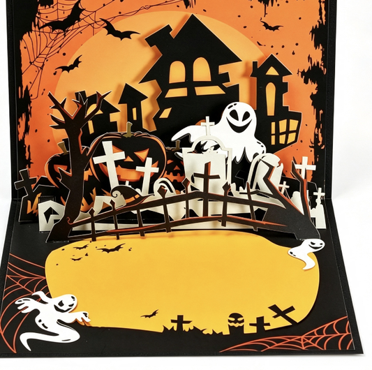 greeting Card Pumpkin Haunted House Halloween 3D Greeting Card