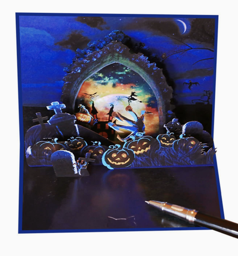greeting Card Pumpkin Haunted House Halloween 3D Greeting Card