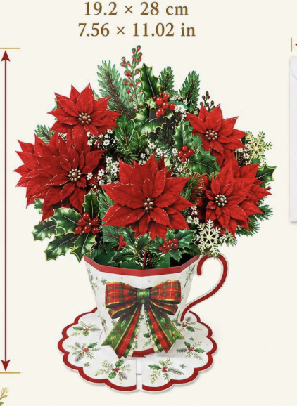 3D Pop-Up Christmas Red Paper Carving Greeting Card