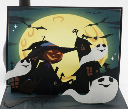 Halloween Greeting Card 3D Pop-Up High-End Handmade Invitation Blessing Birthday Gift Card Castle Haunted House Invitation Card
