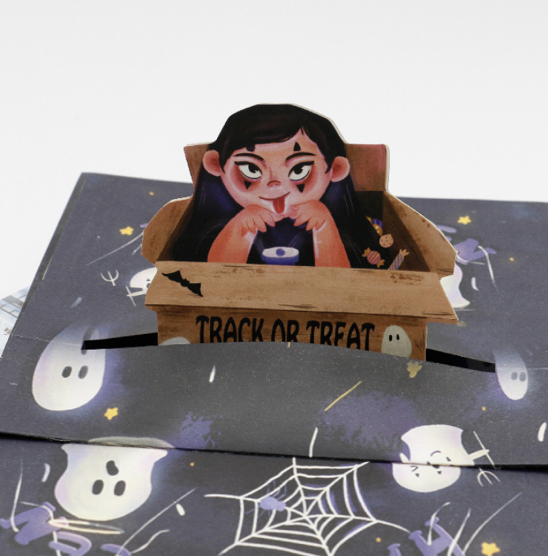 Halloween Greeting Card 3D Pop-Up High-End Handmade Invitation Blessing Birthday Gift Card Castle Haunted House Invitation Card