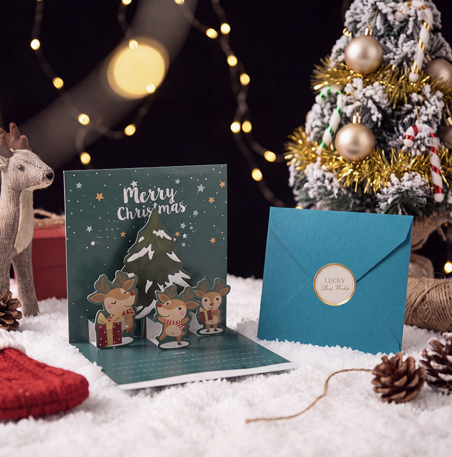3D Christmas Greeting Card Creative Christmas Eve Message Holiday Card