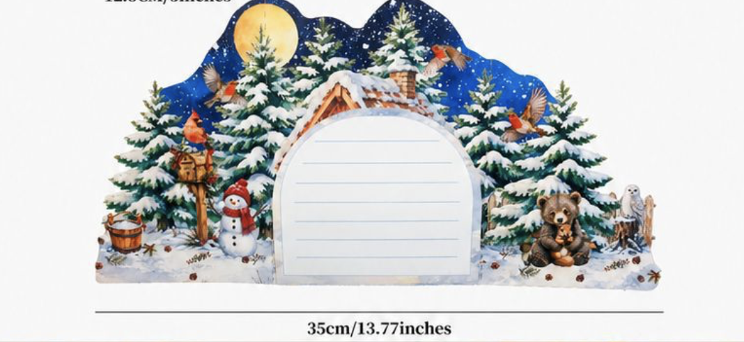 Snowy Night Forest Cottage Warm Holiday Ornament