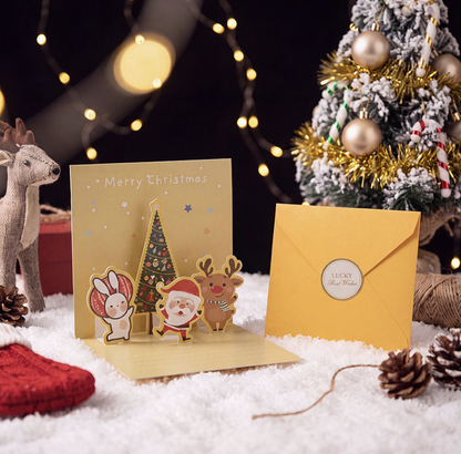 3D Christmas Greeting Card Creative Christmas Eve Message Holiday Card