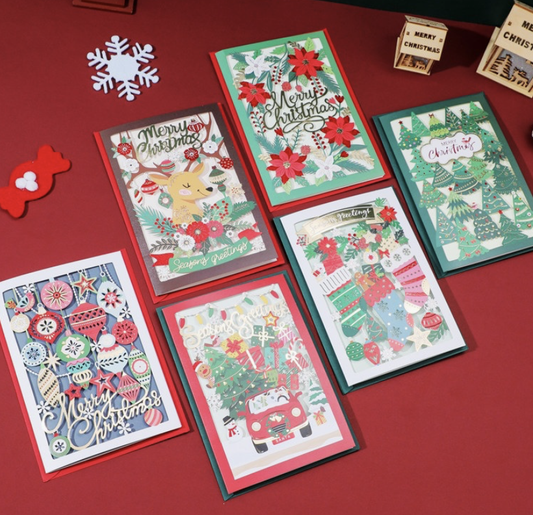 Christmas Christmas Eve Creative Hollow-Out English Greeting Card Blessing Gift Message Card Small Card