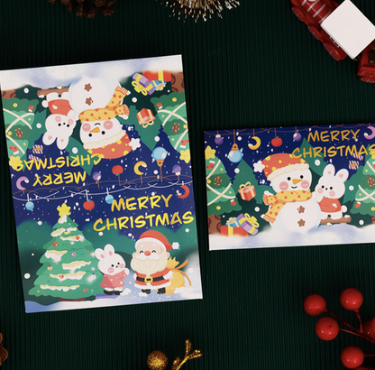 Creative Cartoon Hot Stamping Christmas Greeting Card Christmas Blessing Thank You Gift Card Small Card Postcard