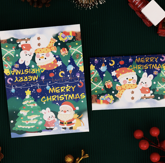 Creative Cartoon Hot Stamping Christmas Greeting Card Christmas Blessing Thank You Gift Card Small Card Postcard